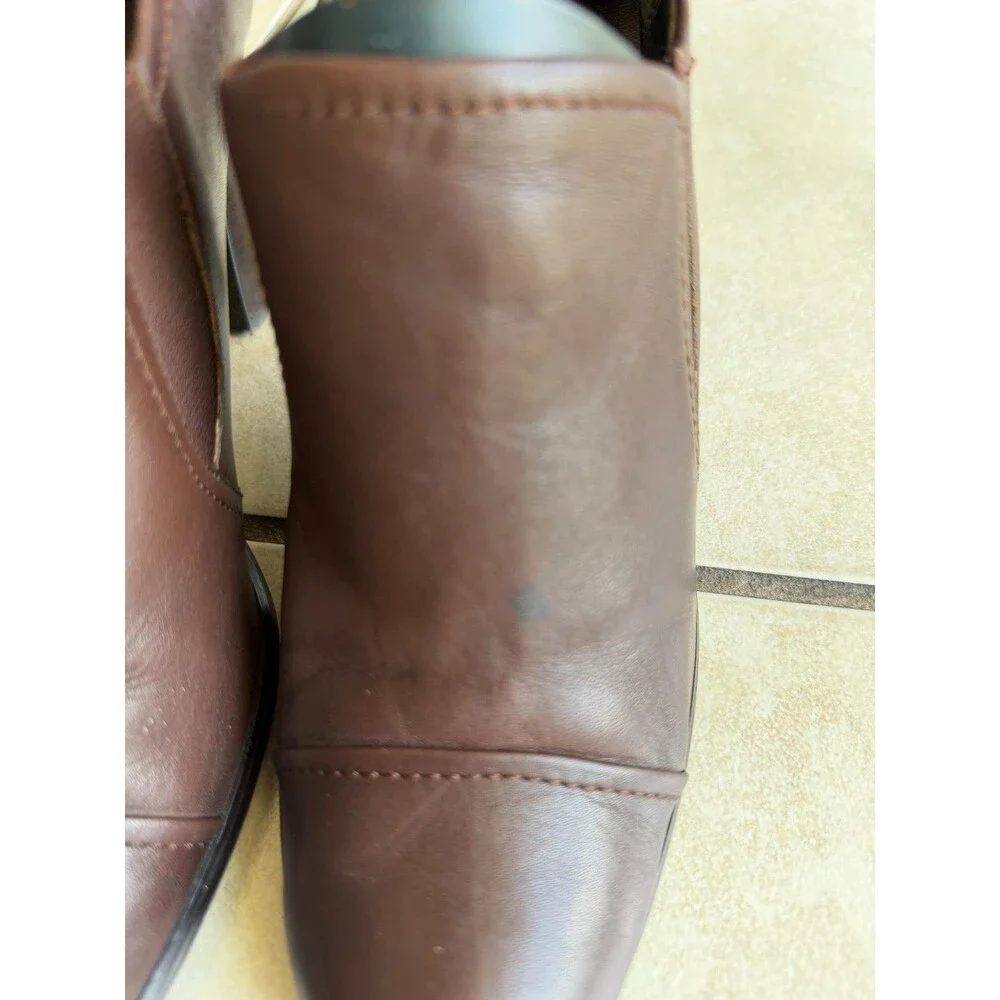 Maripé Reagan Brown Leather High Heel Pumps Chunky Block Heels Women Size 10M